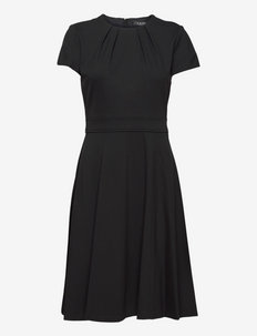 Ponte Short-Sleeve Dress - cocktailkjoler - polo black