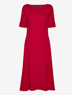 Stretch Cotton Midi Dress - cocktail dresses - classic red