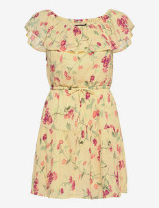 Floral Crinkled Cotton Dress - arkimekot - yellow/sage/multi