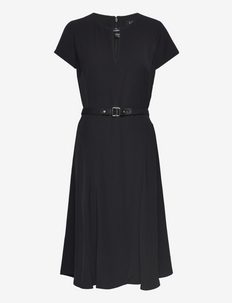 Belted Georgette Dress - cocktail dresses - black