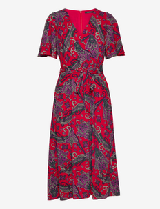 Paisley Bubble Crepe Dress - summer dresses - classic red multi