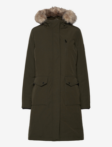 Faux Fur–Trim Long Hooded Down Coat - parka's - loden