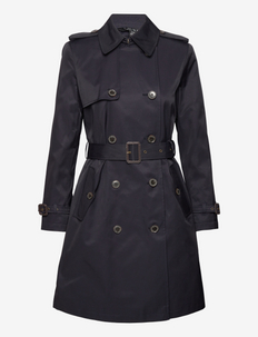 Double-Breasted Cotton-Blend Trench Coat - trenchcoats - dk navy