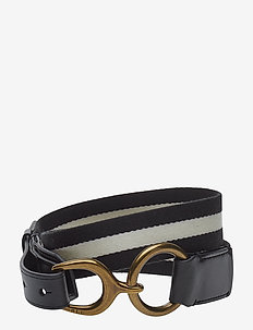 Barrington Striped Belt - BLACK - BLACK/WHI