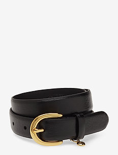 Charm Saffiano Leather Belt - BLACK