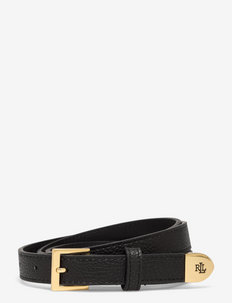 Logo-Tip Pebbled Leather Belt - belts - black
