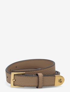 Logo-Tip Pebbled Leather Belt - belter - light camel