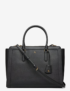 Crosshatch Leather Large Brooke Satchel - handväskor - black