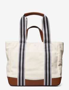 Striped Canvas Large Lora Tote - torby tote - natural/lauren ta