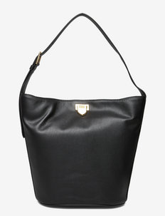 Leather Medium Harlow Bucket Bag - bucket bags - black