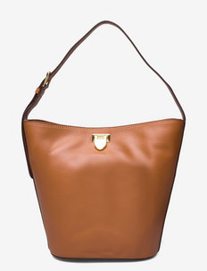 Leather Medium Harlow Bucket Bag - sutraukiamos rankinės - lauren tan