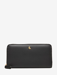 Leather Continental Zip Wallet - portemonnees - black/crimson