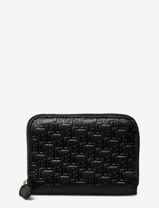 Debossed Leather Zip Wallet - portemonnees - black