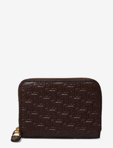 Debossed Leather Zip Wallet - piniginės - chestnut brown