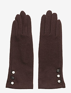 LEATHER-3 BUTTON TOUCH GLOVE - WINE