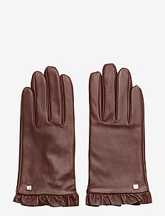 LEATHER-LEATHER RUFFLE GLOVE - WINE