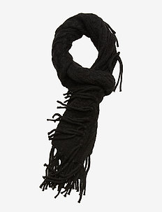 CABLE SCARF-OBLONG SCARF - BLACK