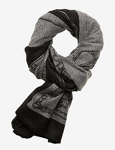 Equestrian Wrap Scarf - BLACK/GREY HTHR