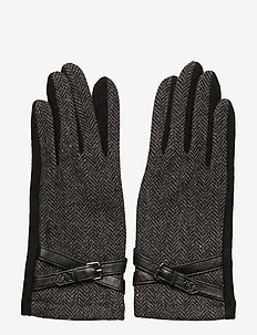 WOOL BLEND-CROSS BELT GLOVE - BLACK