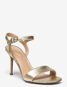 Gwen Metallic Leather Sandal - sandały na obcasie - pale gold