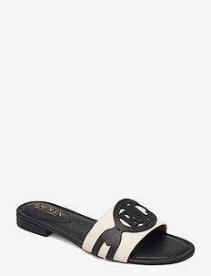 Alegra Canvas-Leather Slide Sandal - matalat sandaalit - natural/black
