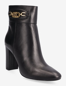 Macie Burnished Leather Bootie - heeled ankle boots - black
