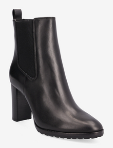 Mylah Burnished Leather Bootie - heeled ankle boots - black