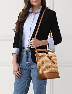 ralph lauren straw debby drawstring bag