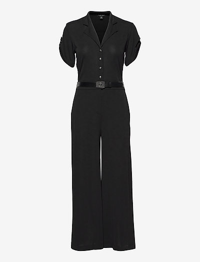 Belted Stretch Jersey Jumpsuit - buksedragter - polo black