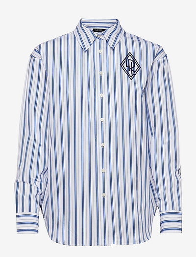 Striped Logo Cotton Broadcloth Shirt - pitkähihaiset kauluspaidat - blue/white