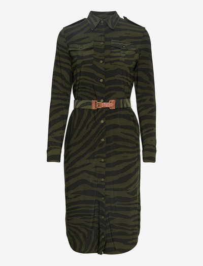 Zebra-Print Stretch Jersey Shirtdress - robes chemises - olive multi
