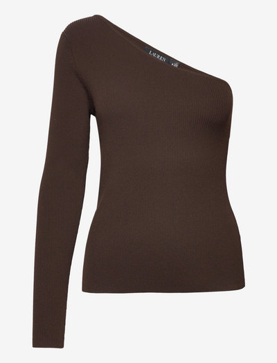 One-Shoulder Long-Sleeve Sweater - long-sleeved tops - circuit brown