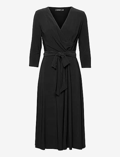 Surplice Jersey Dress - kokteilikleidid - black