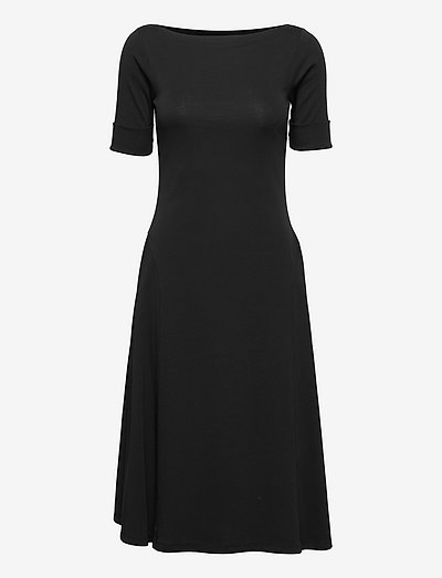 Stretch Cotton Midi Dress - cocktail dresses - polo black
