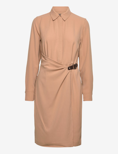 Buckle-Trim Georgette Shirtdress - shirt dresses - classic camel
