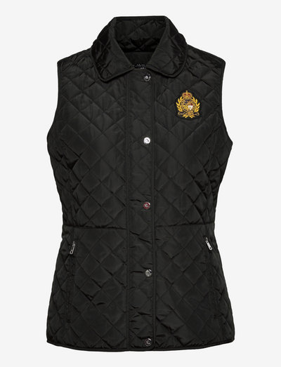Crest-Patch Quilted Vest - down- & padded jackets - black