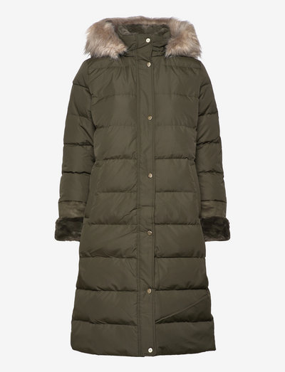 Faux Fur-Trim Long Hooded Down Coat - winter coats - litchfield loden