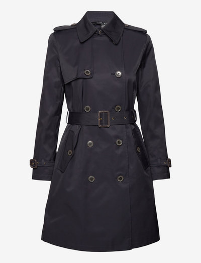 Double-Breasted Cotton-Blend Trench Coat - trench coats - dk navy