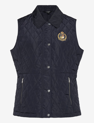 Crest-Patch Quilted Vest - down- & padded jackets - dk navy