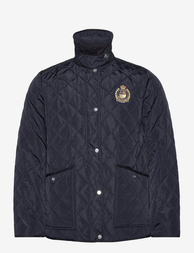 Crest-Patch Quilted Jacket - quilted jackets - dk navy