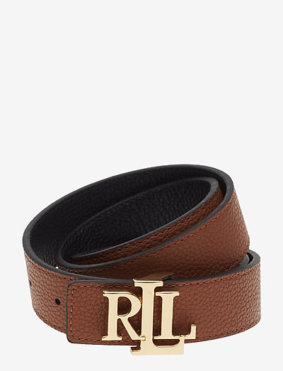 Logo Leather Belt - vyöt - black/lauren tan
