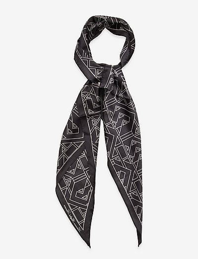 Belinda Print Silk Twill Scarf - lightweight scarves - black