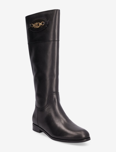 Breana Burnished Leather Riding Boot - knee high boots - black