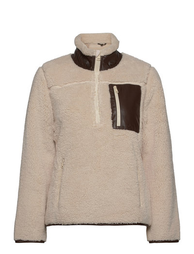 shearling half zip pullover