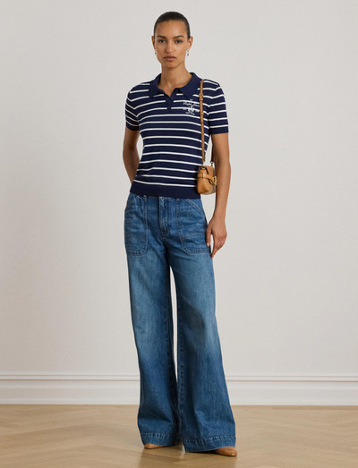 Lauren Ralph Lauren Striped Cotton-blend Polo Sweater (Refined Navy/whit/Marineblå) - 1224 kr | Boozt.com