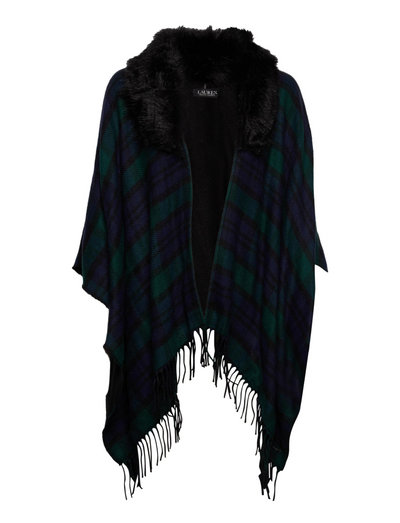 Lauren Ralph Lauren Plaid Faux Fur-trim Ruana - Ponchos & capes | Boozt.com