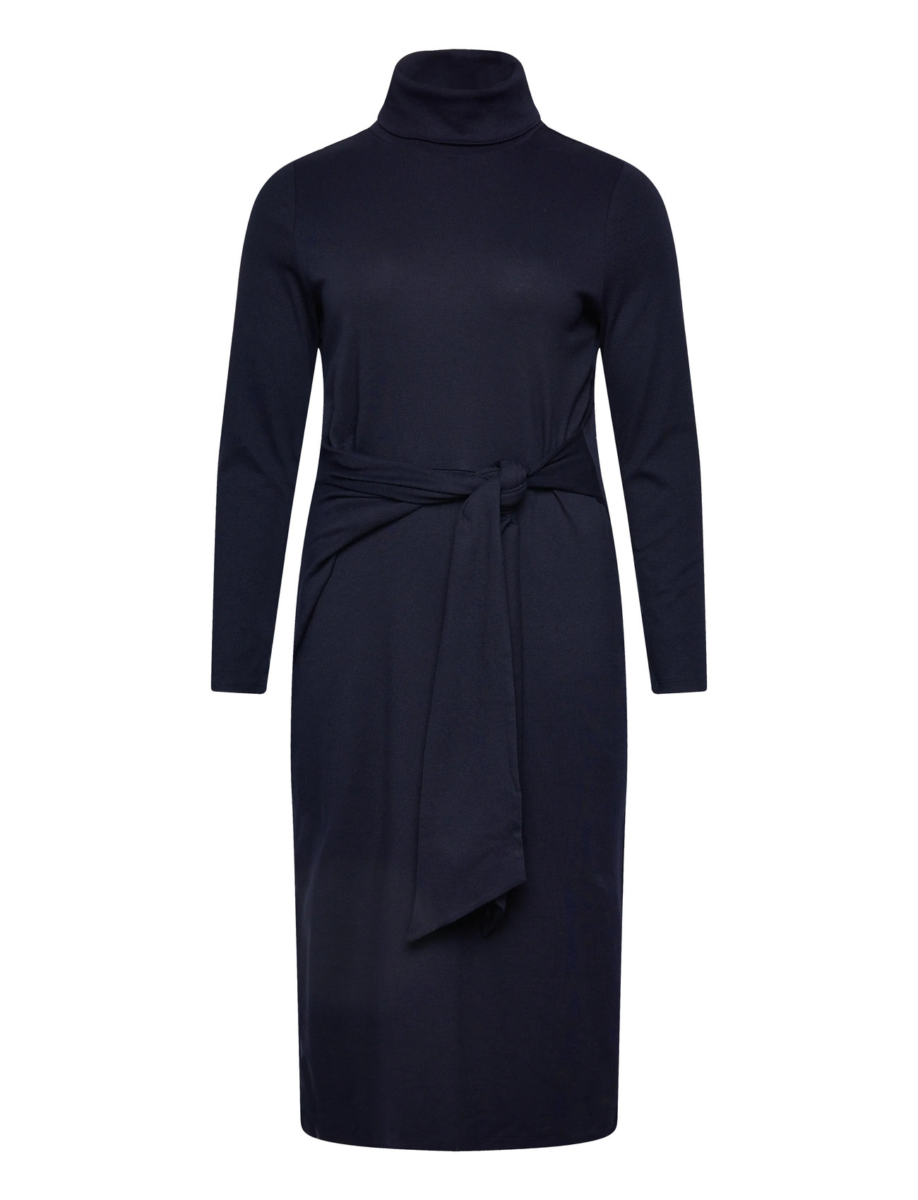 Lauren Women Tie-Front Turtleneck Dress, 50-52, Navy, Designere > Knælange Og Midi, Dame