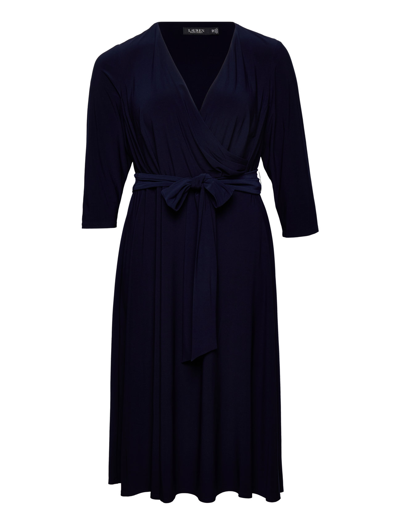 Surplice Jersey Dress Knelang Kjole Navy Lauren Women