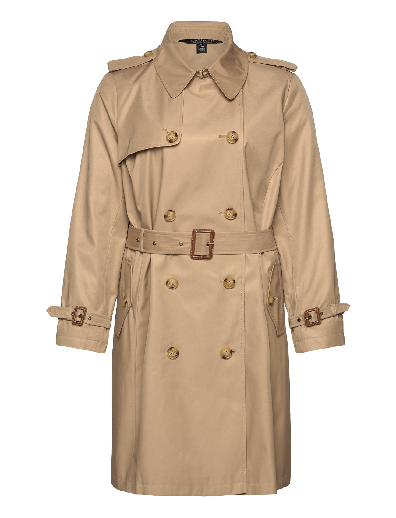 Lauren Women Double-Breasted Cotton-Blend Trench Coat Beige