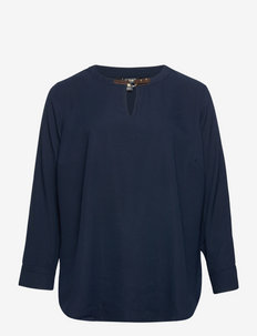 Buckle-Trim Georgette Tunic - blouses à manches longues - lauren navy
